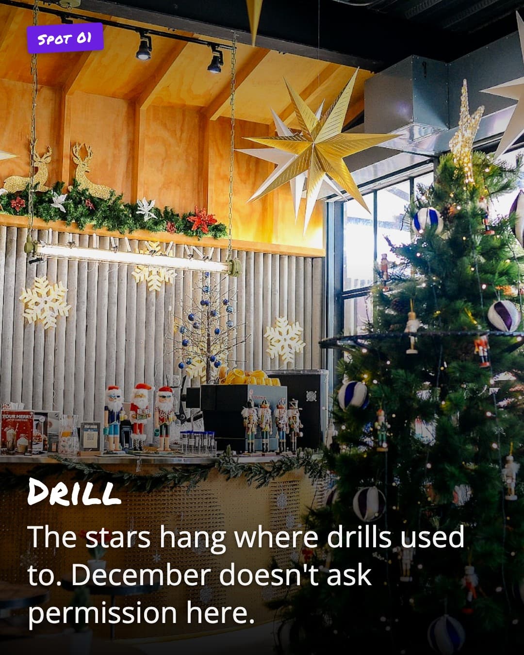 Drill cafe ceiling decor