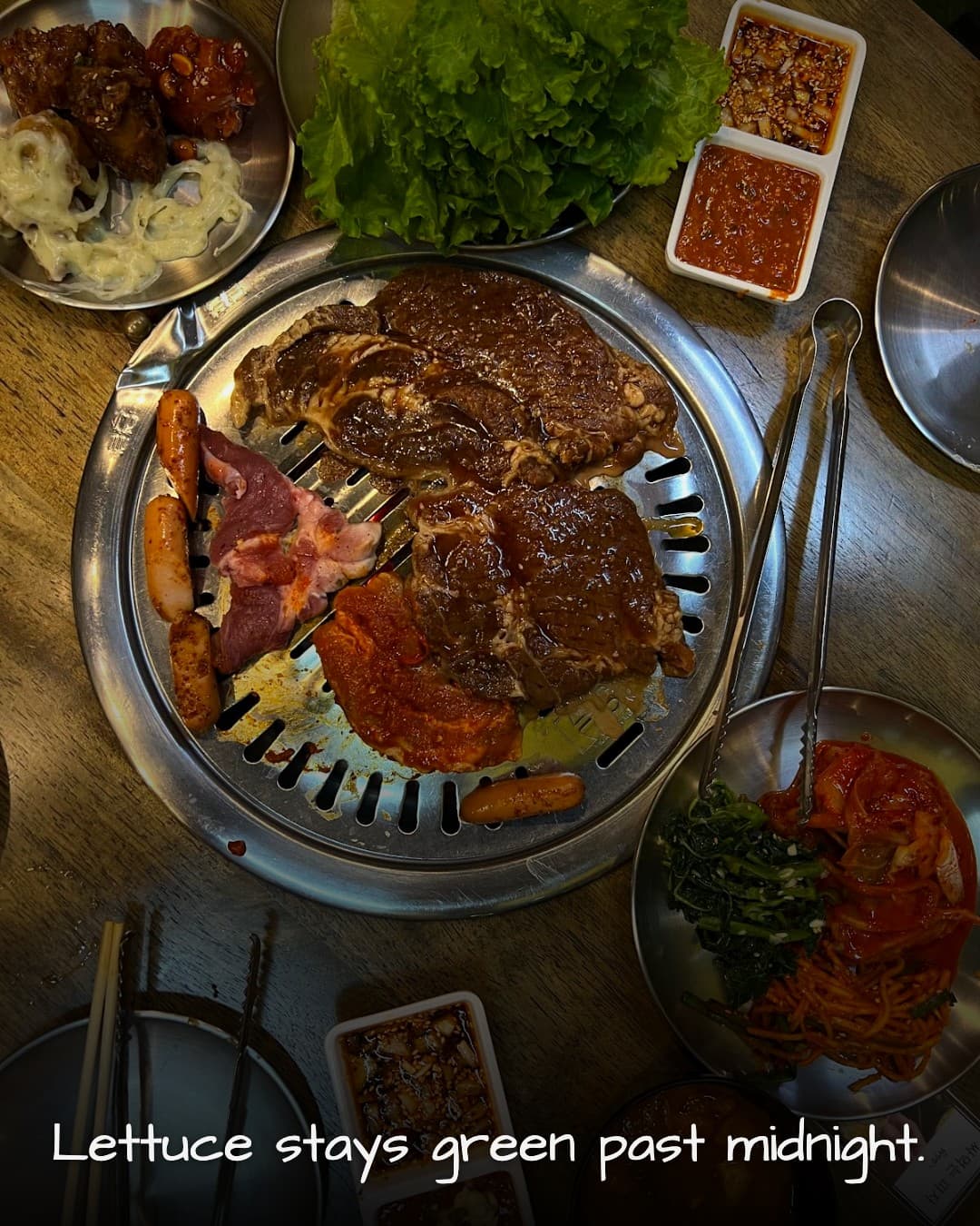 Samgyupsal Korean BBQ, table spread
