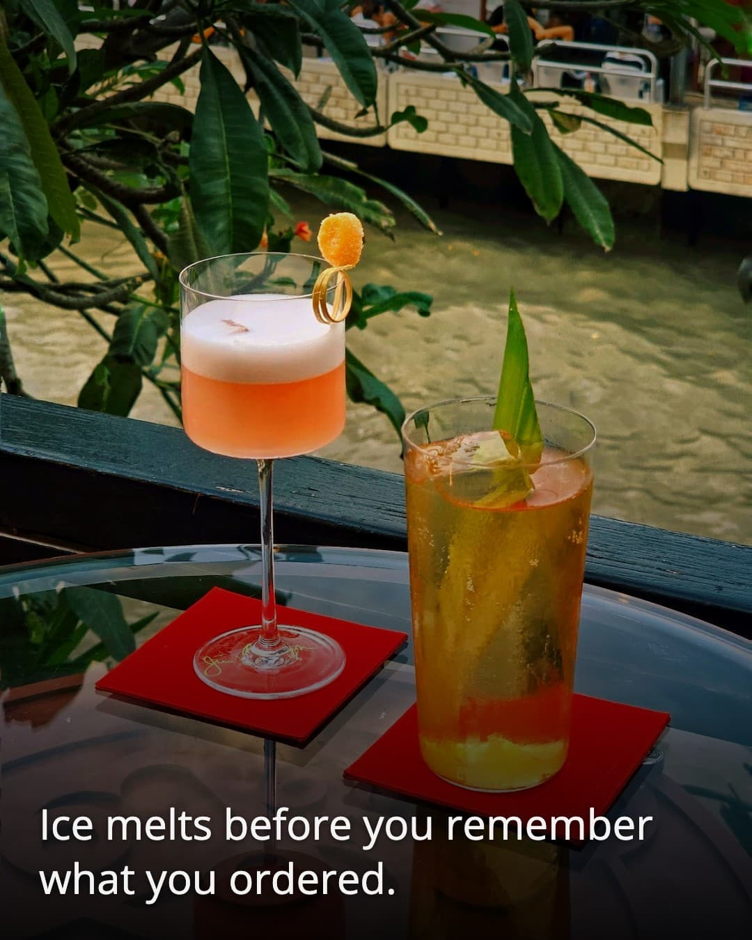 The O.S.S Bar canal-side cocktail